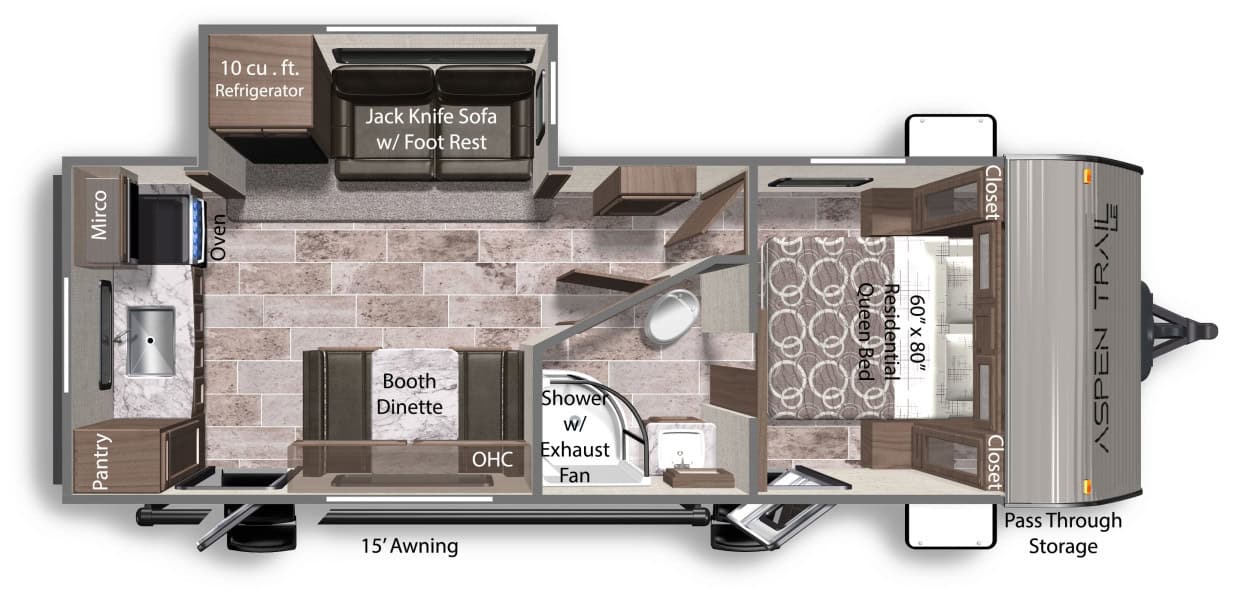 Dutchmen RV Aspen Trail LE 23RKWE travel trailer RV floorplan