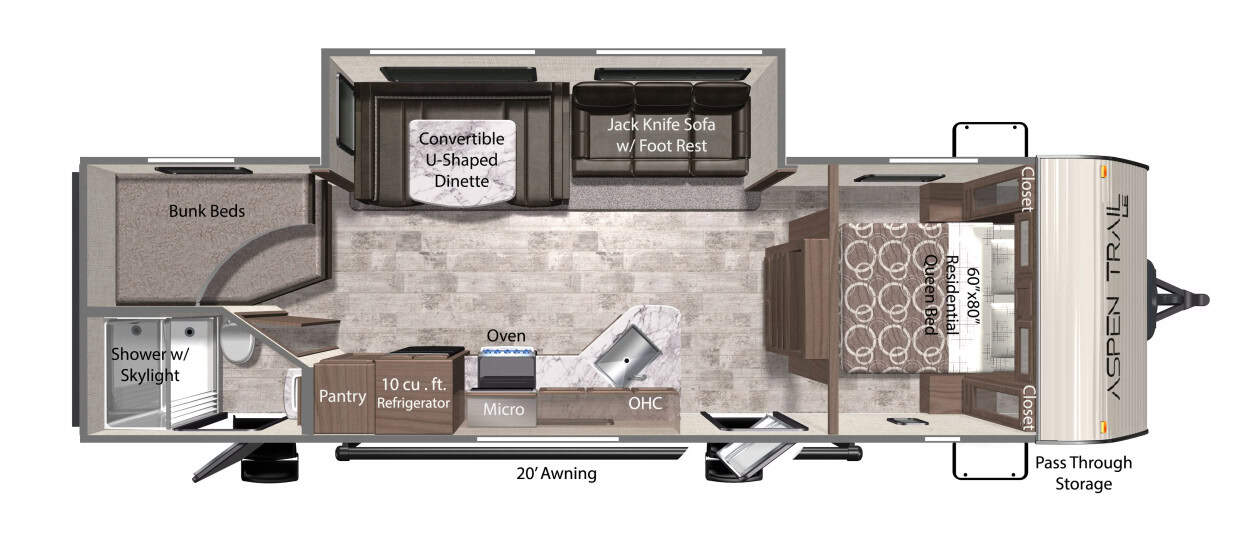 Dutchmen RV Aspen Trail LE 28BHWE travel trailer RV floorplan