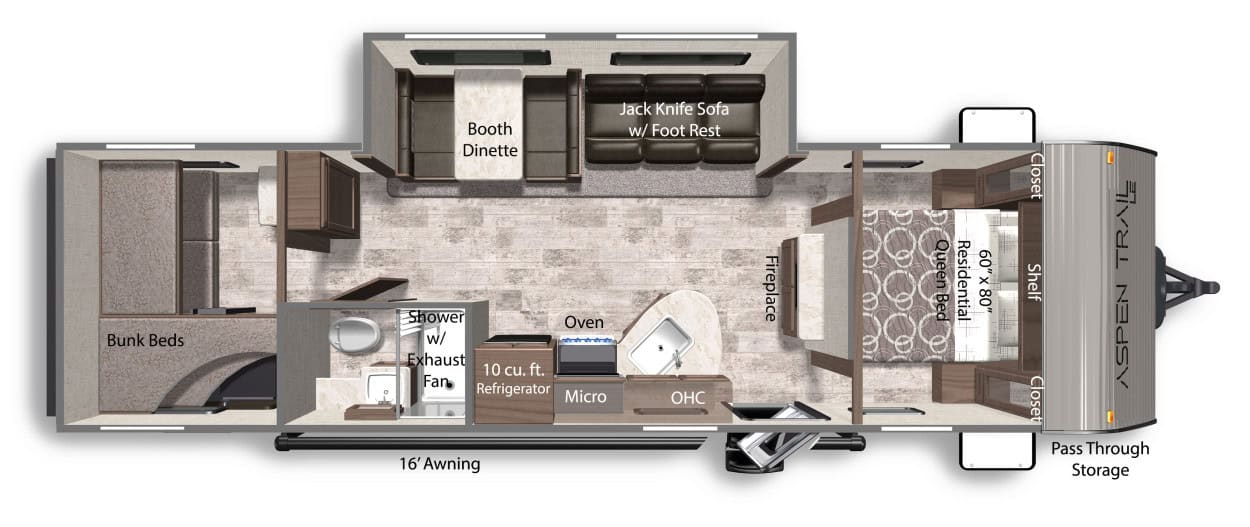 Dutchmen RV Aspen Trail LE 29BHWE travel trailer RV floorplan